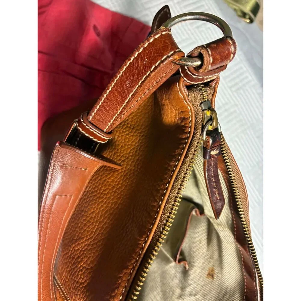 Dooney and Burke Leather Shoulder Bag-Cognac/Rust